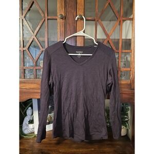 Segments Women's Long Sleeve Crew Neck Heathered Pullover Top Purple Size Medium